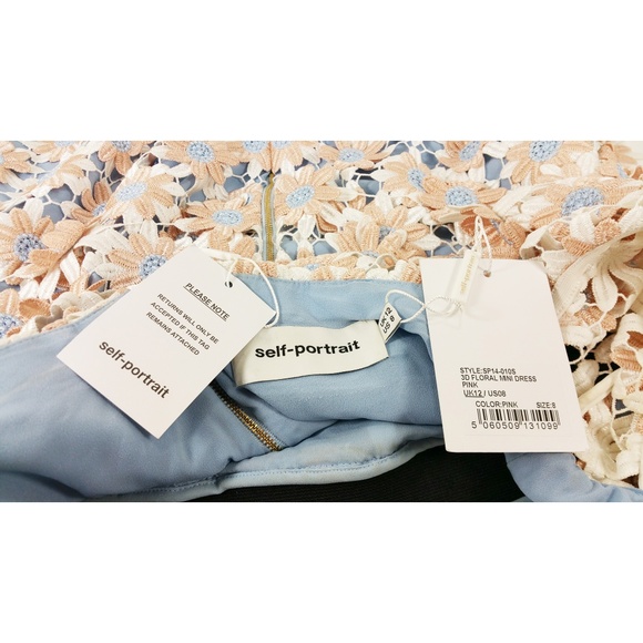 SELF-PORTRAIT Pink 3D Off-Shoulder Lace Mini - Picture 7 of 8